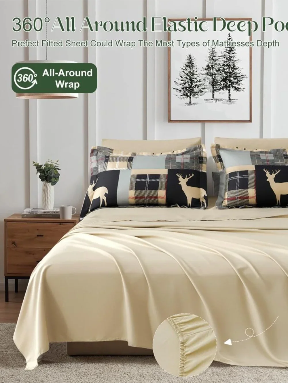 Rustic Green Plaid Patchwork 7-Pc Comforter Set | Queen King Bed In A Bag